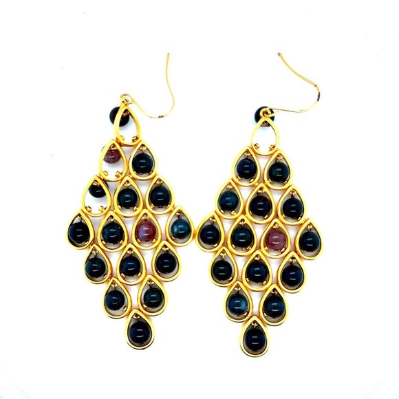 Multi Round Stone Earrings - Picture 4 of 6